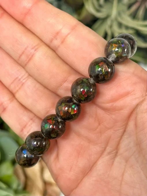 bracelet en ammolite fait main – bijou énergétique fossile